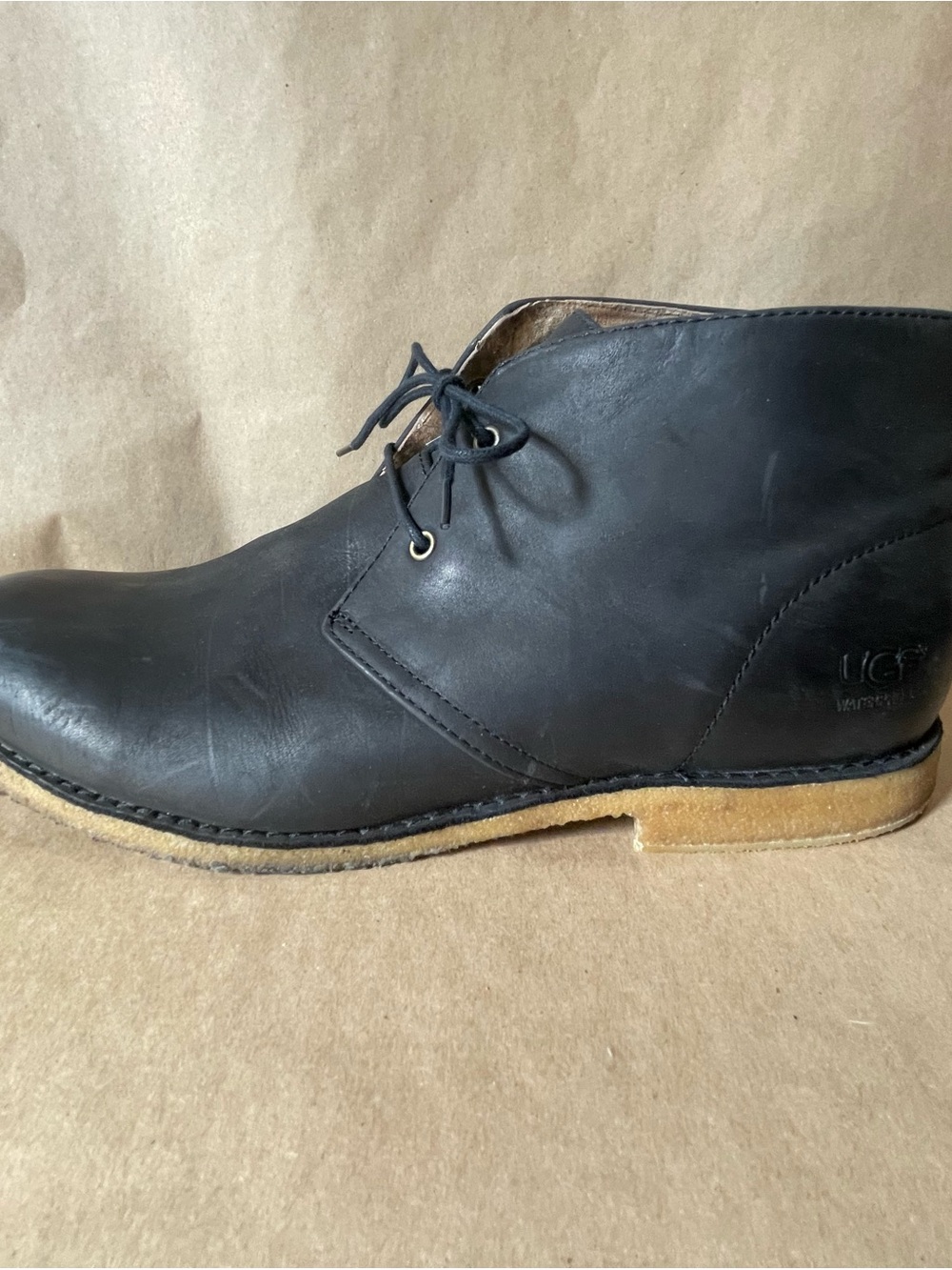 UGG Men's Black Leather Chukka Boot with Crepe Sole